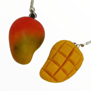 Σκουλαρίκια Μανγκο (Mango earrings) ,χειροποίητα κοσμήματα φρούτων και απομίμησης φαγητού από πολυμερικό πηλό Mimitopia - πηλός, χειροποίητα, φρούτα, φαγητό - 3