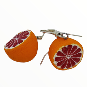 Σκουλαρίκια Σαγκουίνι (Blood Orange earrings),Σκουλαρίκια φρούτων ,χειροποίητα κοσμήματα πολυμερικού πηλού Mimitopia - πηλός, χειροποίητα, φρούτα, φαγητό - 4