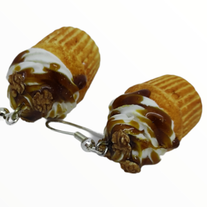 Σκουλαρίκια cupcake με μέλι και καρύδια (cupcake earrings),χειροποίητα κοσμήματα απομίμησης φαγητού απο πολυμερικό πηλό Mimitopia - πηλός, χειροποίητα, φαγητό - 2