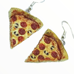 Σκουλαρίκια λαχταριστή Ιταλική πίτσα (pizza earrings),χειροποίητα κοσμήματα απομίμησης φαγητού απο πολυμερικό πηλό Mimitopia - πηλός, χειροποίητα, φαγητό - 4