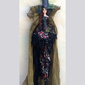 Διακοσμητική Κούκλα " Πολύχρωμη Μάγισσα με δαντέλα" ύψος 90 εκ. - διακοσμητικά, διακόσμηση σαλονιού, κούκλες - 5