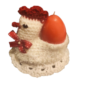 Πασχαλινή θήκη αυγών σε μορφή άσπρης φουντωτής κοτούλας - λούτρινα, διακοσμητικά, για παιδιά, ζωάκια