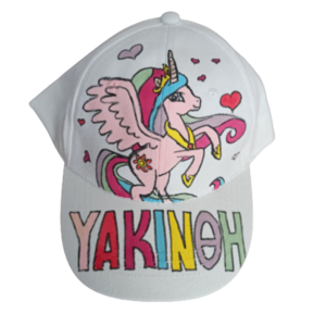 παιδικό καπέλο jockey με όνομα και θέμα μονόκερος με φτερά ( flying unicorn ) - δώρο, όνομα - μονόγραμμα, μονόκερος, καπέλα, προσωποποιημένα