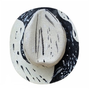 Ψάθινο καπέλο ζωγραφιστό - Black and white - ζωγραφισμένα στο χέρι, απαραίτητα καλοκαιρινά αξεσουάρ, ψάθινα