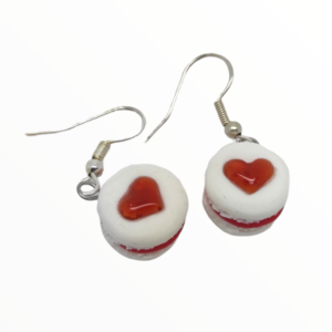 Macarons καρδιά Σκουλαρίκια (macarons earrings),κοσμήματα απομίμησης φαγητού,χειροποίητα κοσμήματα πολυμερικού πηλού Mimitopia - πηλός, μικρά, κρεμαστά - 4