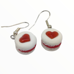 Macarons καρδιά Σκουλαρίκια (macarons earrings),κοσμήματα απομίμησης φαγητού,χειροποίητα κοσμήματα πολυμερικού πηλού Mimitopia - πηλός, μικρά, κρεμαστά - 5