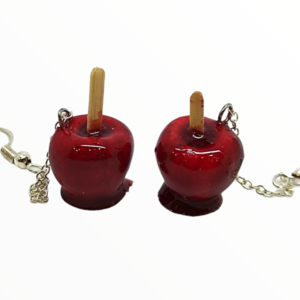 Σκουλαρίκια καραμελωμένο μήλο,κοσμήματα απομίμησης φαγητού,χειροποίητα κοσμήματα πολυμερικού πηλού από τη Mimitopia - πηλός, χειροποίητα, γλυκά - 5