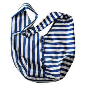 Μοναδική, χειροποίητη τσάντα ώμου-χιαστί, άσπρη-μπλε ριγέ - ύφασμα, ώμου, χιαστί, μεγάλες, πάνινες τσάντες