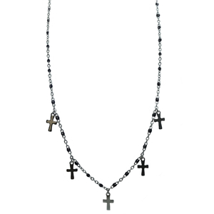 Κολιέ ατσάλινο με σταυρούς - charms, σταυρός, κοντά, ατσάλι, φθηνά