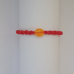 Βραχιόλι μακραμέ με πορτοκαλί χάντρα - μακραμέ, boho, χεριού, αυξομειούμενα, φθηνά - 2