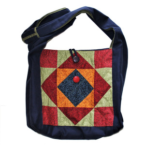 Μοναδική, χειροποίητη πάνινη τσάντα ώμου-χιαστί, πολύχρωμα υφάσματα patchwork-quilt - ύφασμα, ώμου, χιαστί, μεγάλες, πάνινες τσάντες