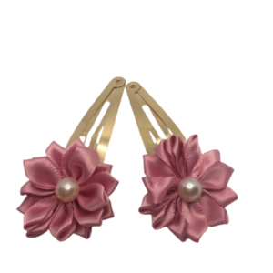 Σετ κλιπ μαλλιών λουλούδι ( 2 τμχ ) - κοκκαλάκι, κορίτσι, με πέρλες, hair clips - 2