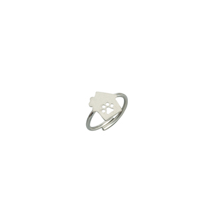 "Love pets" Ασημένιο δαχτυλίδι σπιτάκι με διάτρητη πατούσα - ασήμι, αυξομειούμενα