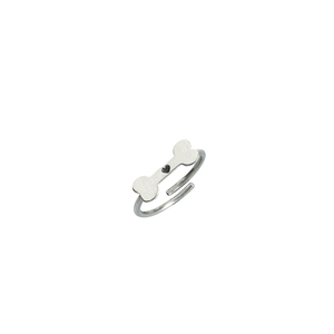 "Love pets" Ασημένιο δαχτυλίδι κόκαλο με χαραγμένη καρδιά - ασήμι, αυξομειούμενα