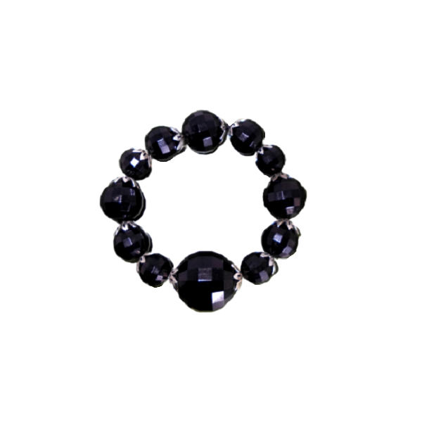 225.Boho Βραχιόλι με μαύρες πολυγωνικές χάντρες-Ελαστικό-Χειροποίητο-Νο 225-7. - ελαστικό, χάντρες, boho, χεριού - 3