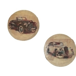 Σουβέρ ξύλινα σετ 6 τεμαχίων "Αυτοκίνητα Vintage" - ξύλο, σουβέρ, ντεκουπάζ, διακοσμητικά, ξύλινα σουβέρ - 2