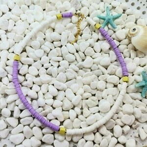 Κοντό Κολιέ τρίχρωμο με ροδέλες Φίμο και Κεραμικές Χάντρες - ημιπολύτιμες πέτρες, χάντρες, κοντά, candy - 3