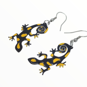Σκουλαρίκια σαυράκι geko βαμμένα με Σμάλτο , χειροποίητα κοσμήματα σμάλτου mimitopia - σμάλτος, ατσάλι, boho, κρεμαστά - 5