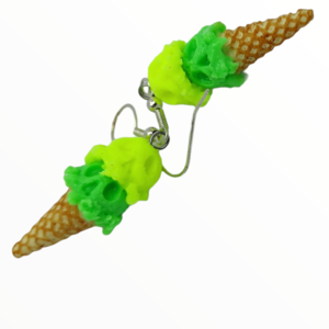 Σκουλαρίκια παγωτό χωνάκι με νέον χρώματα (ice cream cone earrings),χειροποίητα κοσμήματα απομίμησης φαγητού απο πολυμερικό πηλό Mimitopia - πηλός, χειροποίητα, παγωτό, φαγητό - 2