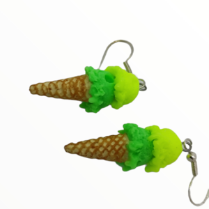 Σκουλαρίκια παγωτό χωνάκι με νέον χρώματα (ice cream cone earrings),χειροποίητα κοσμήματα απομίμησης φαγητού απο πολυμερικό πηλό Mimitopia - πηλός, χειροποίητα, παγωτό, φαγητό - 5