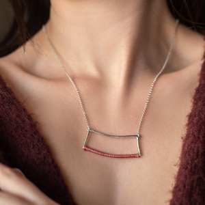 "Spontaneity" With cord necklace - ασήμι 925, κοντά, boho, μενταγιόν - 2