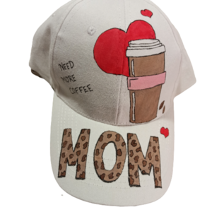 δώρο για τη μαμά καπέλο jockey 'need more coffee' με λεοπάρ μοτίβο στα γράμματα - μαμά, καπέλο, γιορτή της μητέρας
