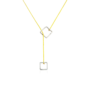 "Chimera" Silver square necklace - ασήμι, μακριά