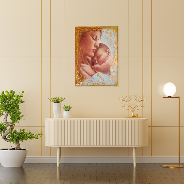 Πίνακας 3D Σε Καμβά "Μητρική Αγκαλιά" 24x30cm ArtDome - πίνακες & κάδρα, καμβάς, δώρο για νεογέννητο, πίνακες ζωγραφικής - 3