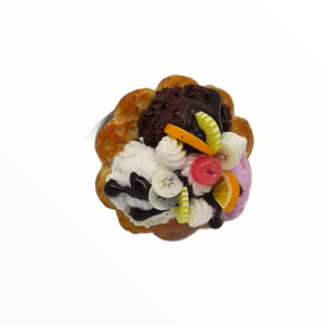 Χειροποίητο Δαχτυλίδι βάφλα με παγωτό mix και φρούτα,κοσμήματα απομίμησης γλυκών, χειροποίητα κοσμήματα μινιατούρες πολυμερικού πηλού Mimitopia - πηλός, boho, γλυκά, παγωτό, αυξομειούμενα - 2