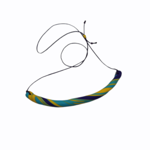 Κολιέ "κίτρινο-μπλε-μωβ" από πολυμερικό πηλό /fimo necklace - πηλός, χειροποίητα, δώρο οικονομικό