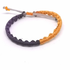 Βραχιόλι μακραμέ "δίχρωμο" unisex, μωβ- κίτρινο/ macrame bracelet - γυναικεία, ανδρικά, μακραμέ, κορδόνια, unisex