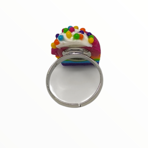 Χειροποίητο Δαχτυλίδι cupcake Rainbow,κοσμήματα απομίμησης γλυκών, χειροποίητα κοσμήματα μινιατούρες πολυμερικού πηλού Mimitopia - πηλός, boho, γλυκά, αυξομειούμενα - 4
