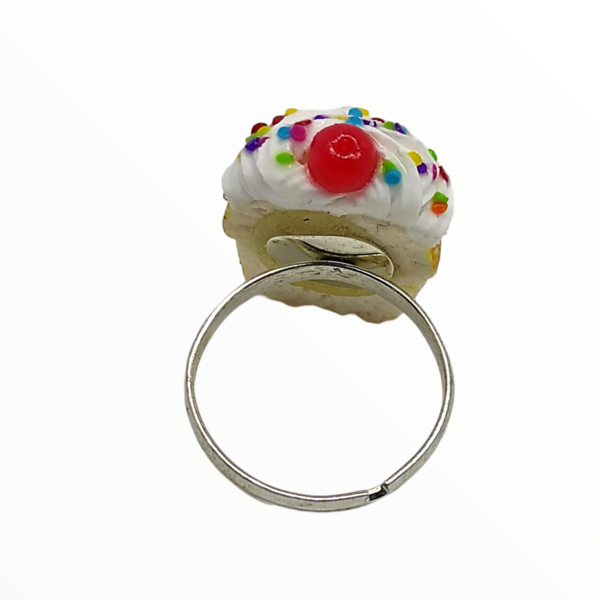 Χειροποίητο Δαχτυλίδι cupcake βανίλια,κοσμήματα απομίμησης γλυκών, χειροποίητα κοσμήματα μινιατούρες πολυμερικού πηλού Mimitopia - πηλός, boho, γλυκά, αυξομειούμενα - 3