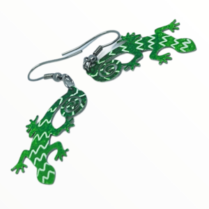 Σκουλαρίκια σαυράκι geko πράσινα βαμμένα με Σμάλτο , χειροποίητα κοσμήματα σμάλτου mimitopia - σμάλτος, ατσάλι, boho, κρεμαστά - 3