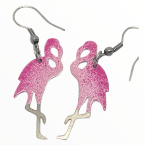 Σκουλαρίκια φλαμίγκο βαμμένα με Σμάλτο, χειροποίητα κοσμήματα σμάλτου mimitopia - σμάλτος, ατσάλι, boho, flamingos, κρεμαστά