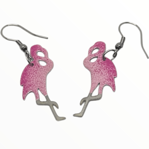 Σκουλαρίκια φλαμίγκο βαμμένα με Σμάλτο, χειροποίητα κοσμήματα σμάλτου mimitopia - σμάλτος, ατσάλι, boho, flamingos, κρεμαστά - 4