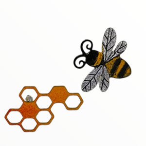 Σκουλαρίκια μέλισσα με κερήθρα βαμμένα με Σμάλτο, χειροποίητα κοσμήματα mimitopia - σμάλτος, καρφωτά, ατσάλι, boho - 4
