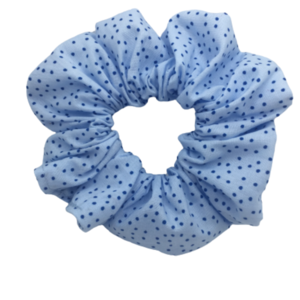 Υφασμάτινο λαστιχάκι scrunchie dots γαλάζιο - ύφασμα, κορίτσι, για τα μαλλιά, λαστιχάκια μαλλιών - 5