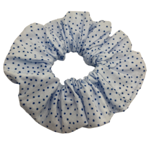 Υφασμάτινο λαστιχάκι scrunchie dots γαλάζιο - ύφασμα, κορίτσι, για τα μαλλιά, λαστιχάκια μαλλιών - 3