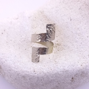 Χειροποίητο σφυρήλατο δαχτυλίδι από αρζαντό - αλπακάς, boho, μεγάλα, αυξομειούμενα - 3