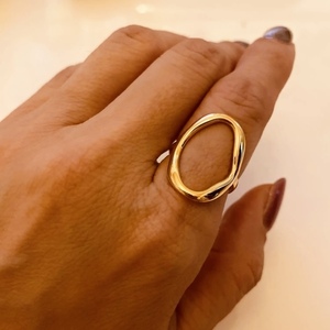 Δαχτυλίδι ασήμι 925 - Oval of me - επιχρυσωμένα, ασήμι 925, ασημένια, μεγάλα, αυξομειούμενα - 5