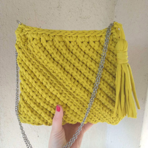 Κίτρινη Crochet Τσάντα Ώμου - ώμου, all day, πλεκτές τσάντες