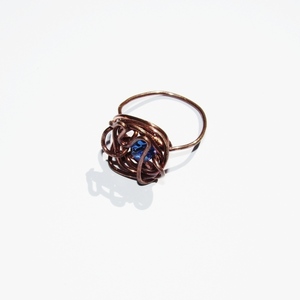 "Ariadne" copper ring - χαλκός, χάντρες, boho, μεγάλα, αυξομειούμενα