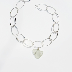 "Apollo" necklace - γυαλί, ασήμι 925, κοντά, boho