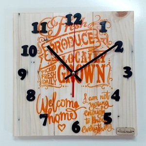 Ξύλινο φυσικο ρολόι τοίχου " grown"-διαστάσεις 29χ29χ2 εκ. - ξύλο, τοίχου