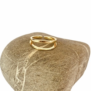 Δαχτυλίδι ασήμι 925 - Curved layers golden - ασήμι, επιχρυσωμένα, ασήμι 925, boho, αυξομειούμενα