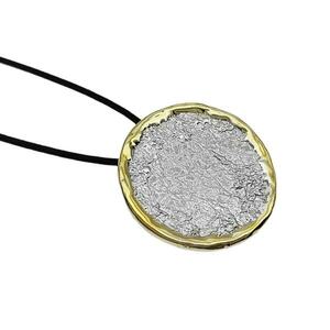 Ασημενιο κολιέ δίχρωμο ασήμι χρυσό - ασήμι 925, μακριά, μεγάλα, επιπλατινωμένα, επιχρυσωμένο στοιχείο - 2