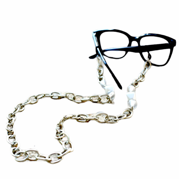Αλυσίδα γυαλιών με άσπρες χάντρες - αλυσίδες