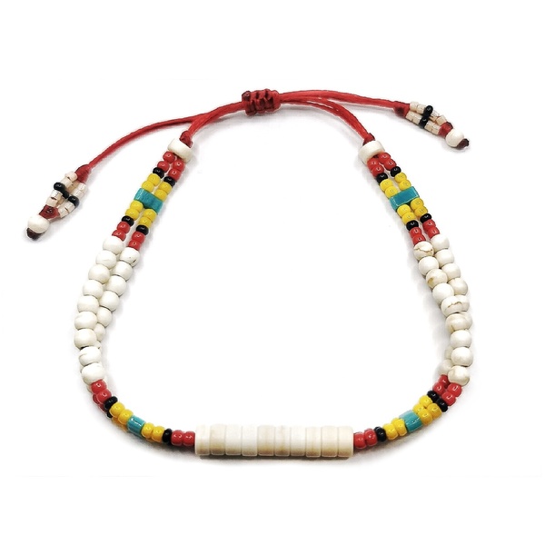 Mejico bracelet, unisex βραχιόλι με χαολίτη κ πολύχρωμες χάντρες - χάντρες, unisex, boho, χεριού, αυξομειούμενα - 2