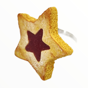 Χειροποίητο Δαχτυλίδι μπισκότο αστέρι,κοσμήματα απομίμησης φαγητών και ροφημάτων, χειροποίητα κοσμήματα μινιατούρες πολυμερικού πηλού Mimitopia - αστέρι, πηλός, boho, αυξομειούμενα - 5